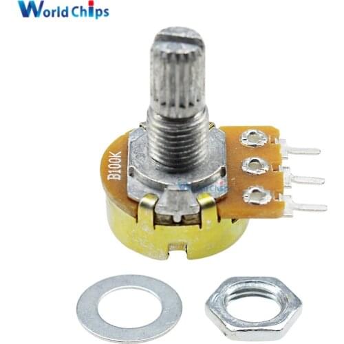 5PCS 100K ohm WH148 B100K 3pin Linear Potentiometer 15mm Shaft With Nuts And Washers