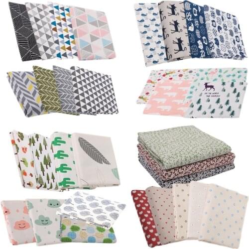 8pcs/Lot Printed Floral Flamingo Linen Cotton Bundle Sewing Quilting Craft Fabric For Patchwork Needlework DIY Handmade Cloth