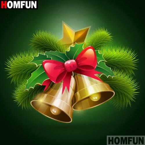 HOMFUN Full Square/Round Drill 5D DIY Diamond Painting "Christmas bell" 3D Diamond Embroidery Cross Stitch Home Decor A18835