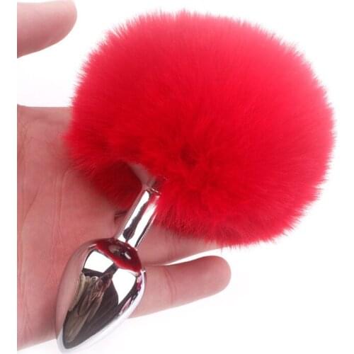Metal Rabbit Tail Anal Plug Small Size Stainless Steel Bunny Tail Butt Plug Anal Sex Toys for Women Adult Sex Products