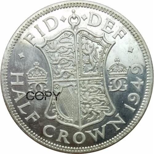 British 1949 Half Crown King George VI English London Silver Royal Mint Family Plated Silver Copy Coins