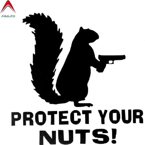 Aliauto Cartoon Car Sticker Protect Your Nuts Squirrel Police Army Navy Marines Auto Accessories PVC Decal for Kia VW,13cm*13cm