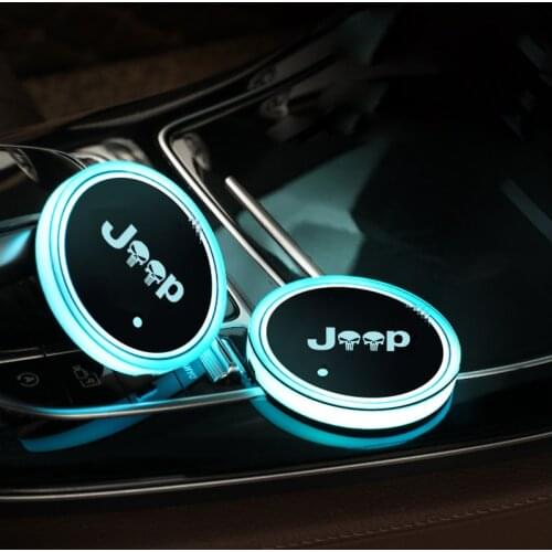 Car sticker LED light water cup cushion decoration in the car For Grand Cherokee Commander Renegade Wrangler Compass Patriot