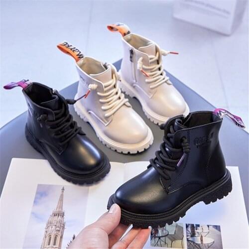 Girls Martin Boots 2021 Winter Autumn New Little Princess Single Boots British Style Fashion Children Pockets Short Boots 26-36