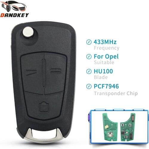 Dandkey 433MHz With PCF7946 Chip 3 Buttons Fob For Vauxhall Opel Vectra C Signum Zafira Flip Folping New Smart Remote Car Key