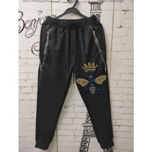 Hot sale Hip Hop Trousers New Cotton Fashion MenS High Quality Rhinestone pants drop shipping