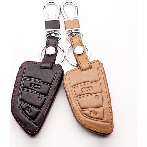 Super quality Top layer Genuine Leather Car Key Case Shell Cover For BMW 1 2 5 Series 218i F48 X1 X5 X6 F15 3 buttons remote