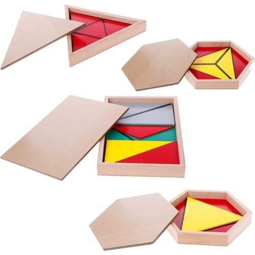 Montessori Wooden Material Toy Constructive Triangles Rectangular Pentagon