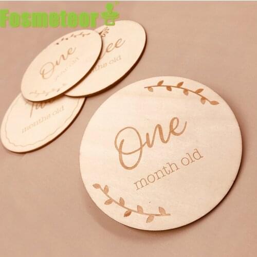 Fosmeteor 1pcs Baby Milestone Memorial Monthly Newborn Kids Photography Engraved Wood Age Card Number Photo Props Gifts