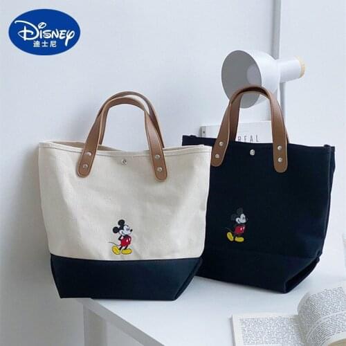 Disney Mickey Canvas Tote Bag Mommy Bag Cartoon Shoulder Bag Large Capacity Practical Portable Simple Casual Fashion Tote Bag