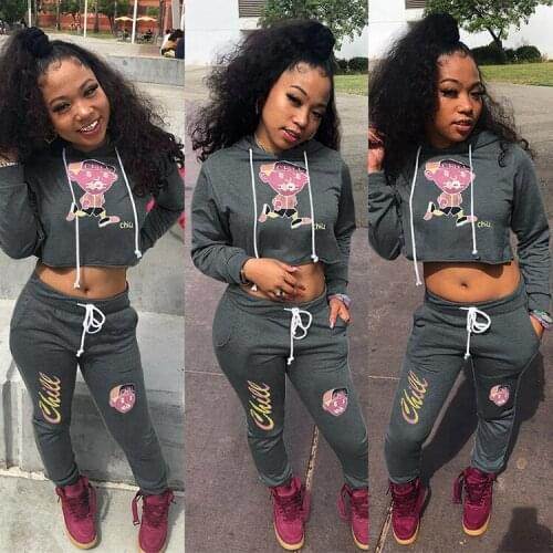 Echoine Casual Letter Print Hoodies Crop Top and Pants Sportwear Trackssuit for Women Jogger Femme lounge wear Autumn Clothes