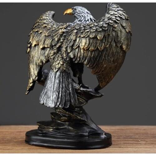 Art Eagle Perched on Tree Sculpture Animal Ornament Figurine Statue Photo Props Bedroom Tabletop Decoration