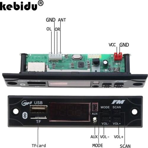 Kebidu 2020 Wireless 5V 12V Bluetooth MP3 Player WMA Decoder Board Car Audio USB TF FM Radio Module with Remote Control For Car