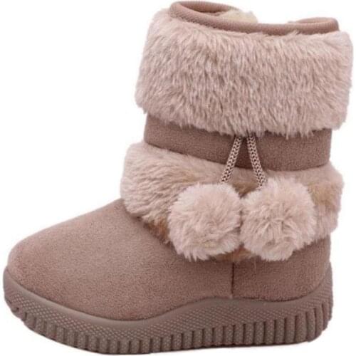 7-12 Boys And Girls Snow Boots Children Thickened Warm Classic ChildrenS Zipper Soft Bottom Non-Slip Warm Mid Tube Plush Boots