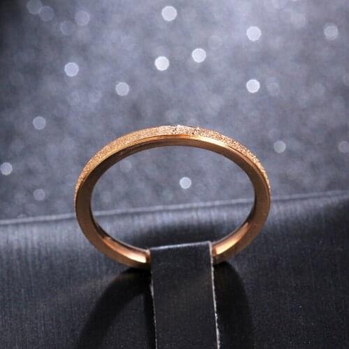 MOREDEAR 2mm Rose Gold Brush Finish Titanium Stainless Steel Ring Engagement Wedding Charm Rings Men Women Couples Tail Ring