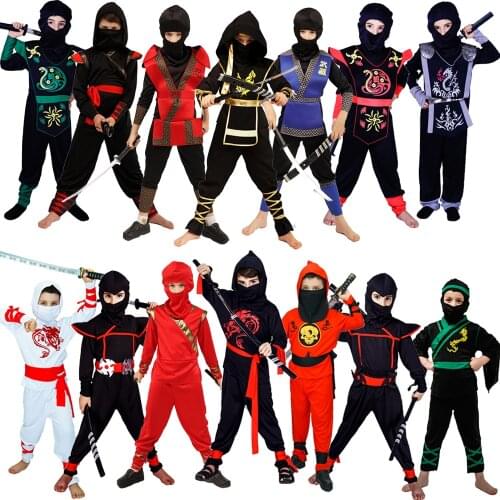 Boy Ninja Costumes Cosplay Classic Halloween Ninja Clothes Cosplay Purim Carnival Kids Uniforms Party