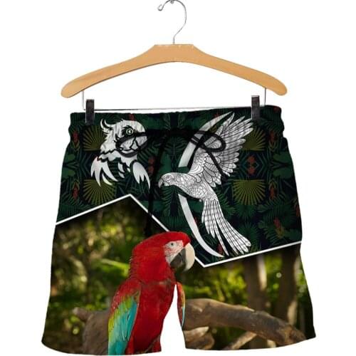 Beautiful Love Parrot 3D All Over Printed Mens Shorts Unisex Streetwear Shorts Summer Beach Polyester Casual Shorts DK-28