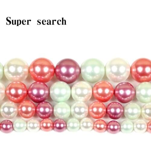 Red white purple 6-12mm Color Pearl Shell DIY Pendant Necklace Jewelry making Natural Color Pearl Round Loose Beads