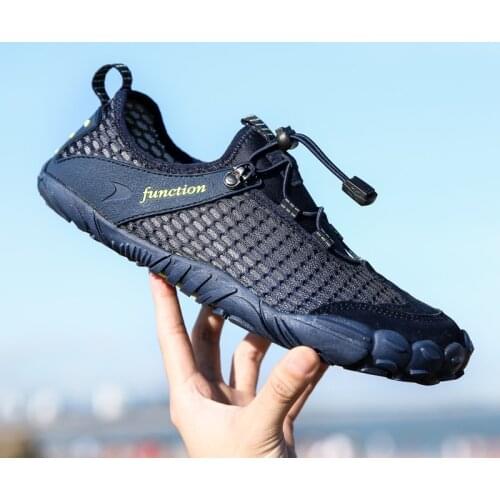 Summer Aqua Shoes Fingers Barefoot Upstream Swimming Beach Shoes Breathable Elastic Band Mesh Fabric Water Shoes Men Sneakers