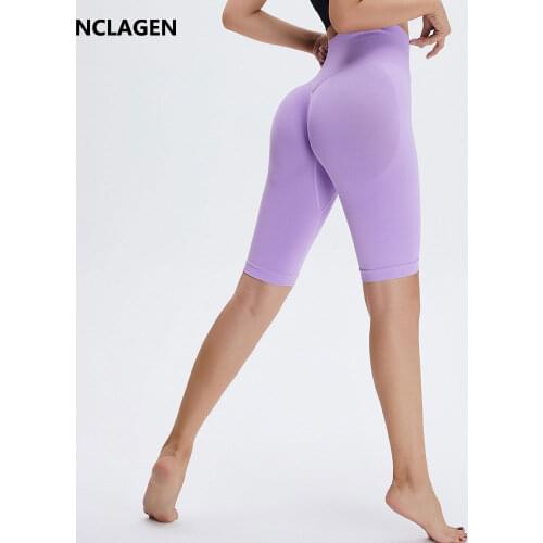 NCLAGEN Yoga bottoms Women Sports Short High Waist Squat Proof Booty Scrunch Seamless Leggings Elastic Fitness Bermuda Shorts