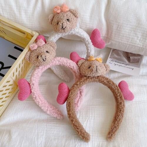 New Cute Plush Bear Rabbit Ears Headband Autumn Winter Head Hoop Cartoon Girls Kid Women Hairband Headdress Hair Accessories