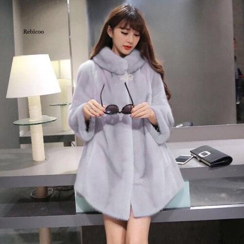 Women Artificial Mink Velvet Overcoats Female Fashion Collar Outcoat Ladies Thick Coat Ropa De Mujer Winter Plus Size