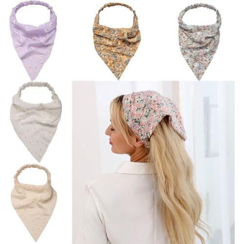 Beach Elastic Headband Women Triangle Bandanas Hairband Elastic Hair Bands Flower Bandage Headscarf Turban Girls Headdress