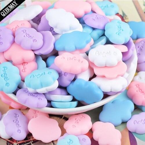 QIBU 20pcs DIY Craft Supplies Cute Candy Clouds Flat Back Planar Resin Crafts Decor Supplies Arts Material Kids Hair Accessories