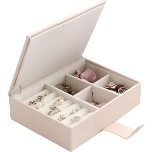 Juelee Fashion PU Leather Jewelry Box Magnetic Buckle Double Storage Box Large Capacity Multi-function Storage Gift Jewelry Box