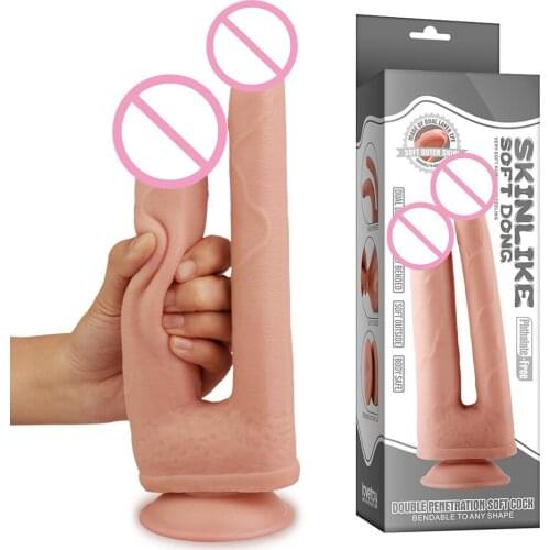 Silicone Double Head Dildo Suction Cup Dual Real Penis Anal Dildo For Both Vagina Anal Realistic Dildo Women Masturbator Sex Toy