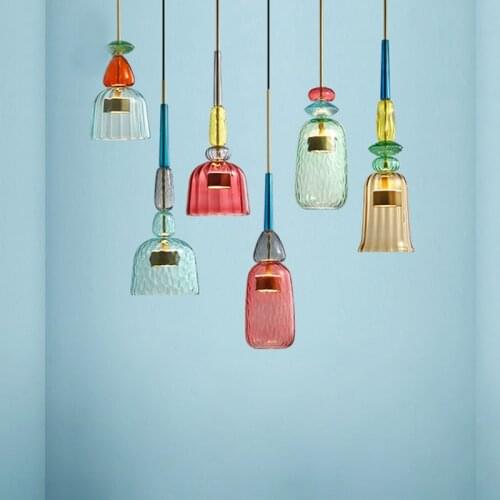 Nordic Colorful Candy Pendant Lights Modern Bedroom Childrens Room Glass Hanging Lamps Living Room Home Decor Light Fixtures