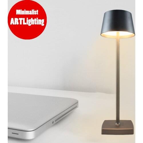 LED Aluminum Alloy Waterproof Desk Lamp Touch Dimming Rechargeable Metal Table Lamps For Bar Living Room Reading Book Light