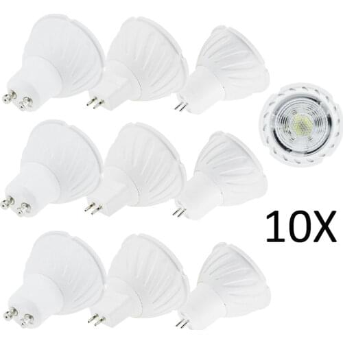 10X Dimmable GU10 MR16 LED Spotlight7W GU5.3 LED Lamp COB 220V Cold/ Warm White bombilla Bulb Lamp For Home Office Lighting
