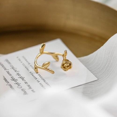 YUN RUO Retro Trend Flower Open Ring 18 K Gold Plated Woman Birthday Gift Fashion Titanium Steel Stainless Jewelry Never Fade