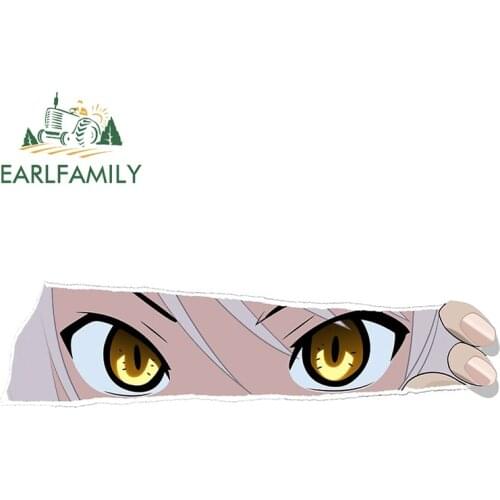 EARLFAMILY 13cm x 3.5cm for Cute Girl Eyes Anime Car Stickers Vinyl Material 3D Funny Waterproof Decal Suitable for SUV RV VAN