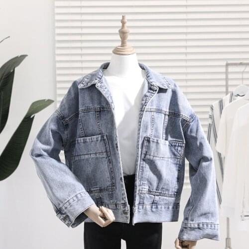 2021 Spring Autumn New Vintage Denim Jacket Women Loose Button Patchwork Pocket Outerwear Jean Jacket Female Long Sleeve Tops