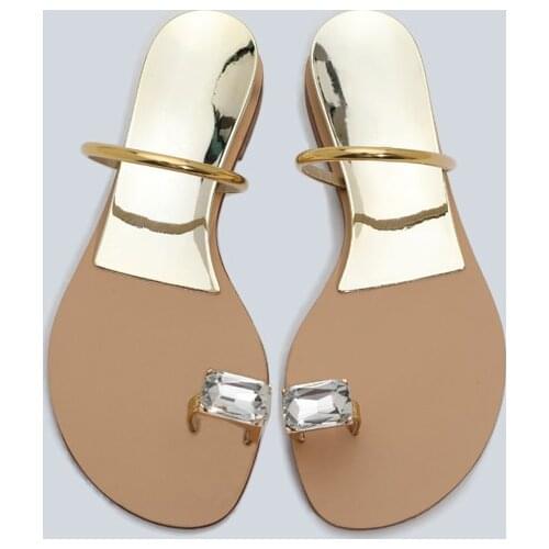 Butterfly rhine-diamond flip-flops for women to wear over the summer 2021 round head new beach heel shoes for women