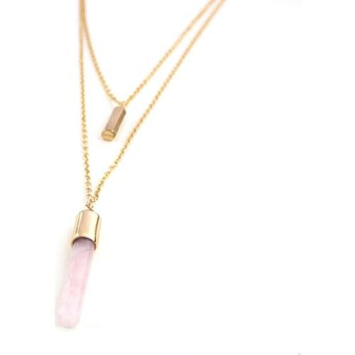 MELIHE Female Multilayer Crystal Necklace Women Punk Style Rose Gold Necklace Pendants 2019 Female Jewelry Sne160091
