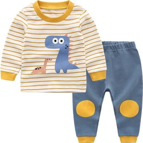 ZWF560 Winter Long sleeves t-shirt+kids pants Dinosaur character print toddler girl clothes children sets toddler clothing