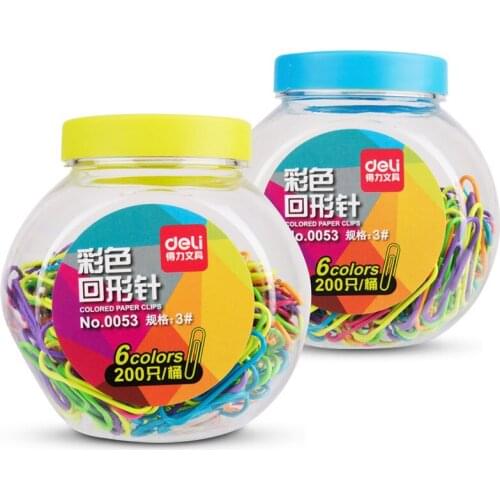 0053 Colorful Clip 3 # Nickel-Plated Color Rust-proof Paper Clip Clip 200/Barrel Office supplies classroom stationery