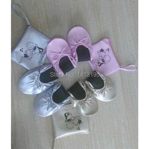 11.11 Global shopping festival ! Free shippping ! 2017 lady fold up balleirna shoes ballet shoes folding shoes with pouch