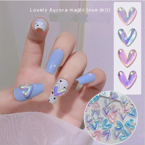 30PCS, 3d Nail Art Lovely Aurora Magic Love Shapes Acyrlic For Nail Tips Decorations