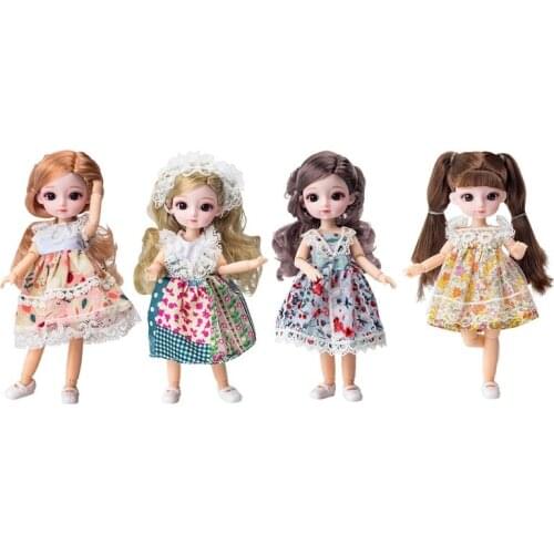 8 Inch 3D Cute Eyes Doll Make Up Doll Gift Jointed Doll Party Fresh Doll Decor Girl Curly Hair Straight Hair Doll Gift