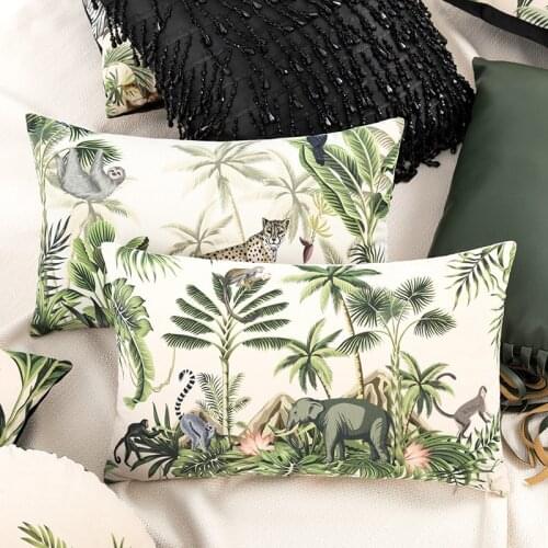 Tropical Rainforest Velvet Cushion Cover Animals Nordic Pillow Case Lemur Sloth Birds Throw Pillows Decor Home Sofa Pillow Cover