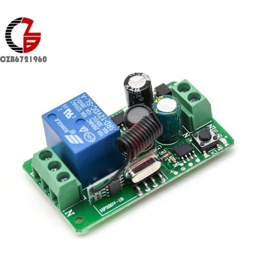 DC 12V 220V 10A 433MHz 1CH 1 Channel Wireless RF Remote Transmitter Receiver Relay Control for Smart Home