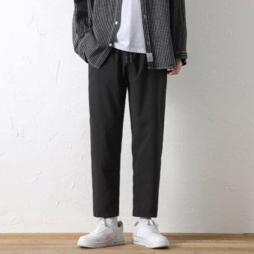 Mens Korean Harem Pants Classic Summer Men Casual Trousers Thin Style Solid Color Elastic Waist Straight Loose Pants Comforta