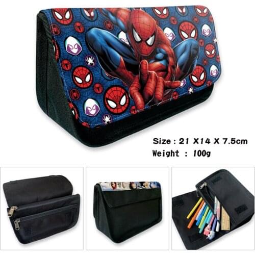 Disney Spidey Pencil Case Super Hero Large Capacity Double-layer Zipper Pencil Case Baby Yoda Student Stationery Bag