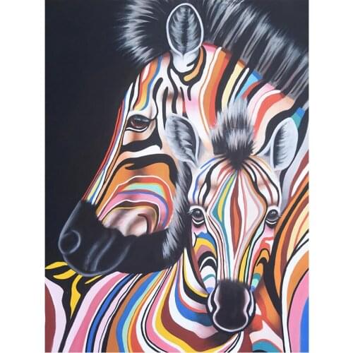 Colored Zebra Mother and Child Animal Diamond Painting Round Full Drill DIY Mosaic Embroidery 5D Cross Stitch Home Decor Gifts