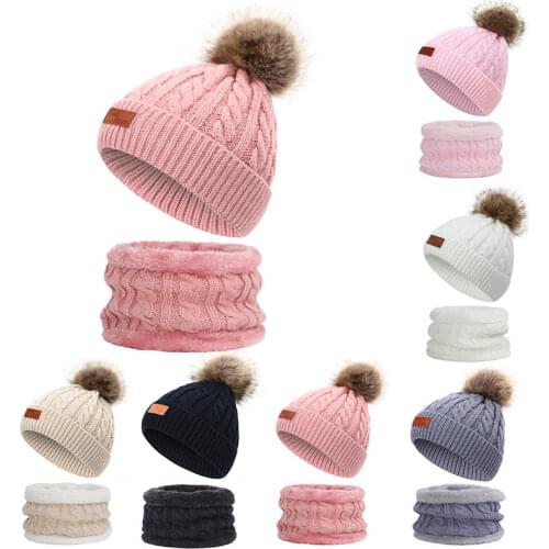 Baby Hat Scarf Suit New Autumn Winter Knitteed Kids Hat Scarf Set Cotton Girls And Boys Hats Neck Children Scarf 2-8 years