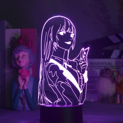 Jabami Yumeko from Kakegurui Anime Figure 3D Night Light Compulsive Gambler Figurine Desk Lamp Cool Otaku Gifts Waifu Art Deco